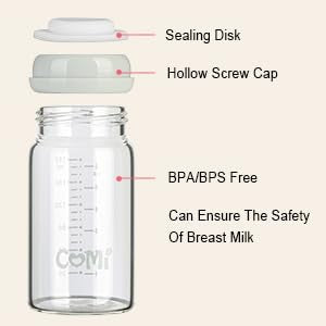 COMI Wide Neck Glass Breastmilk Collection n Storage Bottle, 4 Packs, 6oz - Image 3