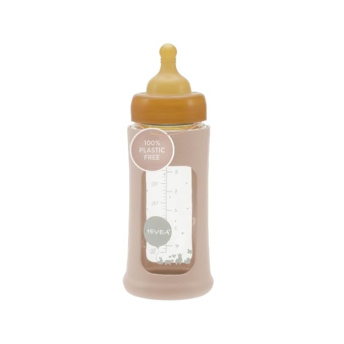 HEVEA Plastic-Free Wide Neck Glass Baby Bottle by HEVEA
