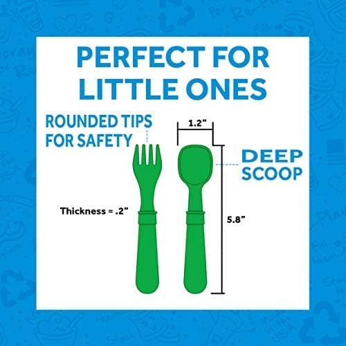 Re-Play 3x3 Divided Toddler Plates and Utensils Set - Image 5