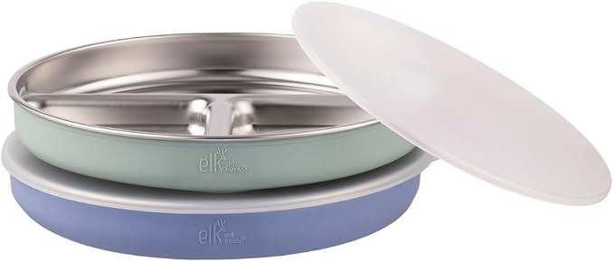 Stainless Steel Divided Plates + Silicone Sleeve and Storage Lid | Baby by ElkandFriends