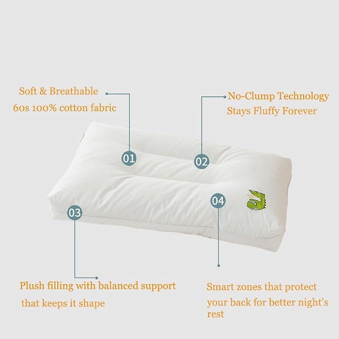 Toddler Pillow for 2, 5 Years Old-11”x 17”-100% Cotton Machine Washable Soft - Image 3