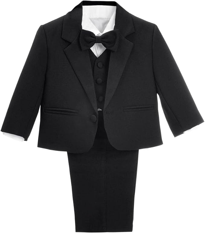 Dressy Daisy Baby Toddler Boy 5 Pcs Set Formal Tuxedo Suits No Tail Wedding by DressyDaisy
