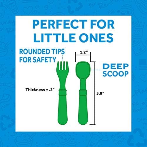 Re-Play 3x3 Divided Toddler Plates and Utensils Set - Image 4