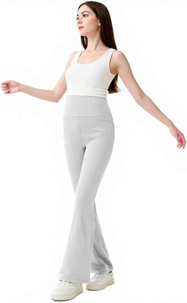 High Waist Yoga Pants, Maternity Bootcut Leggings, Cotton Blend Spandex - Image 7