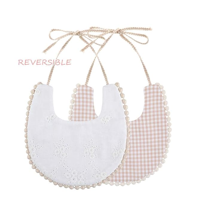 GZMM Baby Bib For Girls, Reversible Waterproof Handmade Natural Cotton Baby - Image 5