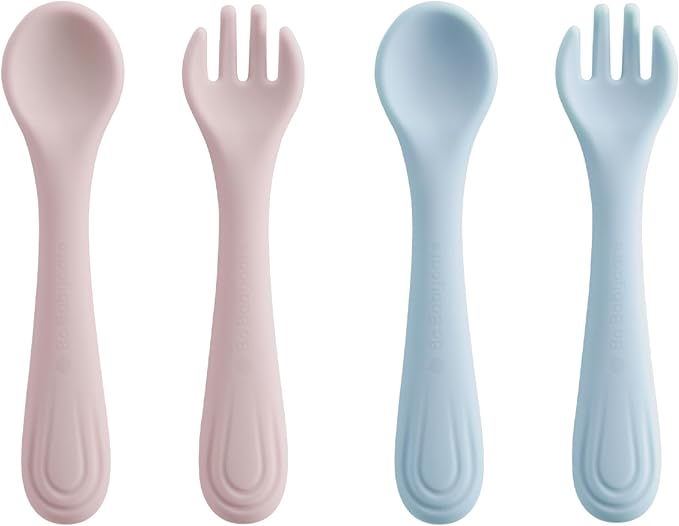 Bc Babycare Portable 4 Pack Baby & Toddler Self Feeding Fork and Spoon Set by BCBABYCARE