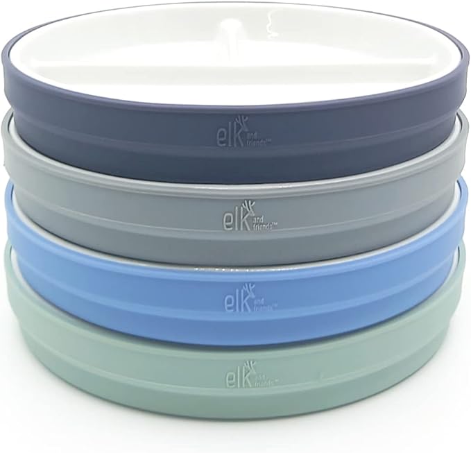 Elk and Friends Kids 6.7” Porcelain Divided Plates by ElkandFriends