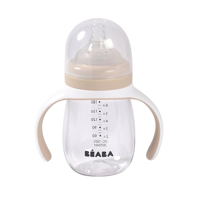 BEABA 2-in-1 Baby Bottle to Transition Sippy Cup, No Spill Sippy Cup, Includes - Image 2