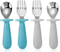 PandaEar 4 Set Baby Toddler Silicone Stainless Steel Utensils Silverware Spoon by PandaEar