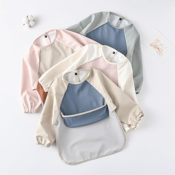 GZMM Waterproof Baby Bibs, Infant Toddler Long Sleeve Feeding Bib - Image 6