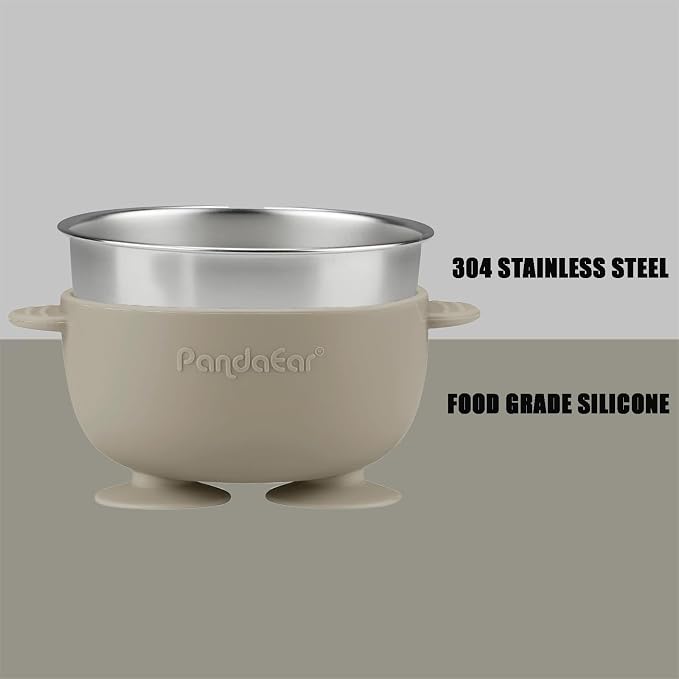 PandaEar 3 Pack Stainless Steel Suction Baby Bowls & 3 Baby Feeding Spoons | - Image 6