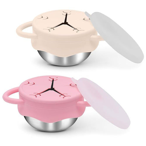 2 Pack Toddler Snack Containers –13.5oz Food Grade Stainless Steel Snack Cups by FHskFH