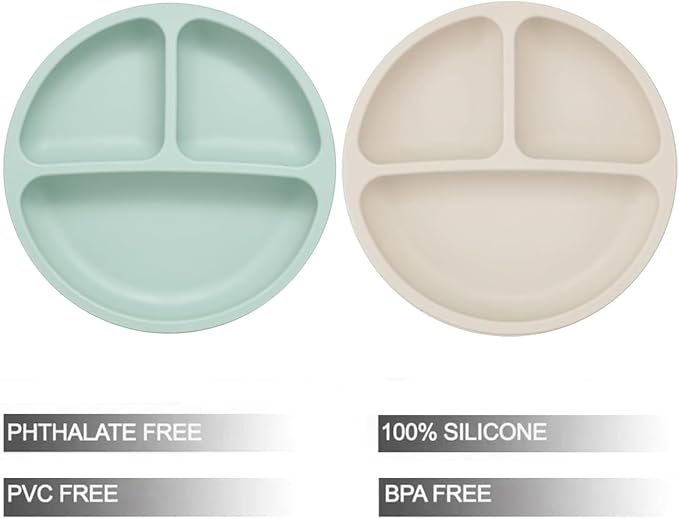 PandaEar Baby Feeding Set| 2 Pack Silicone Divided Suction Plate, 2 Set Toddler - Image 2