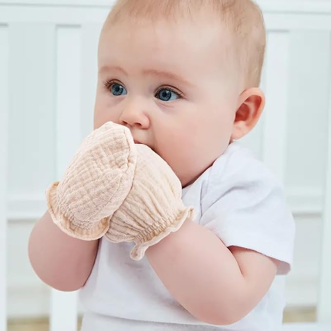 Pro Goleem Muslin Baby Mittens for Newborn, 100% Cotton No Scratch Soft - Image 2