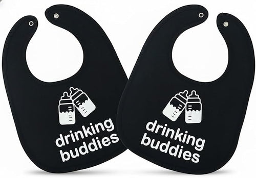 100% Cotton Drinking Buddies Twin Bibs Cute & Practical Unisex Bibs by TWINSTUFF