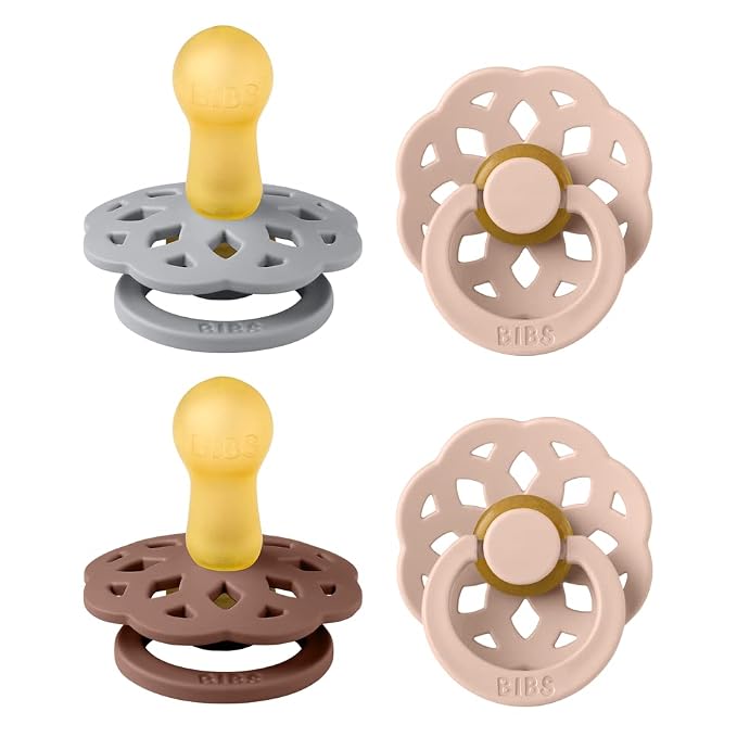 BIBS Boheme Soother 4-Pack | BPA Free Dummy Pacifier | Round Nipple | Natural by BIBS