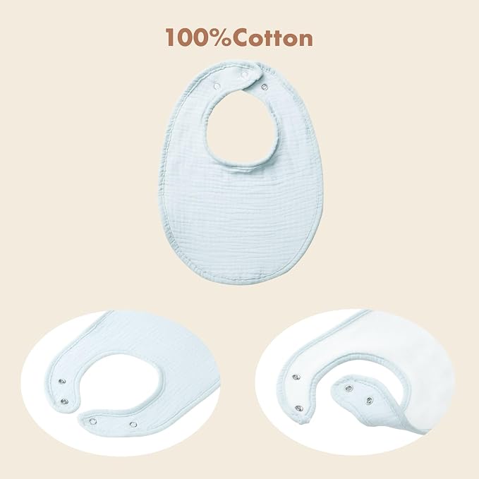 8-Pack Cotton Baby Drool Bibs - Image 4