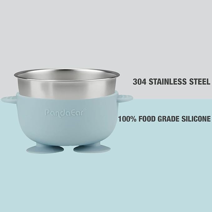 PandaEar 8PCS Baby Feeding Set | Stainless Steel Suction Plates and Bowls - Image 6