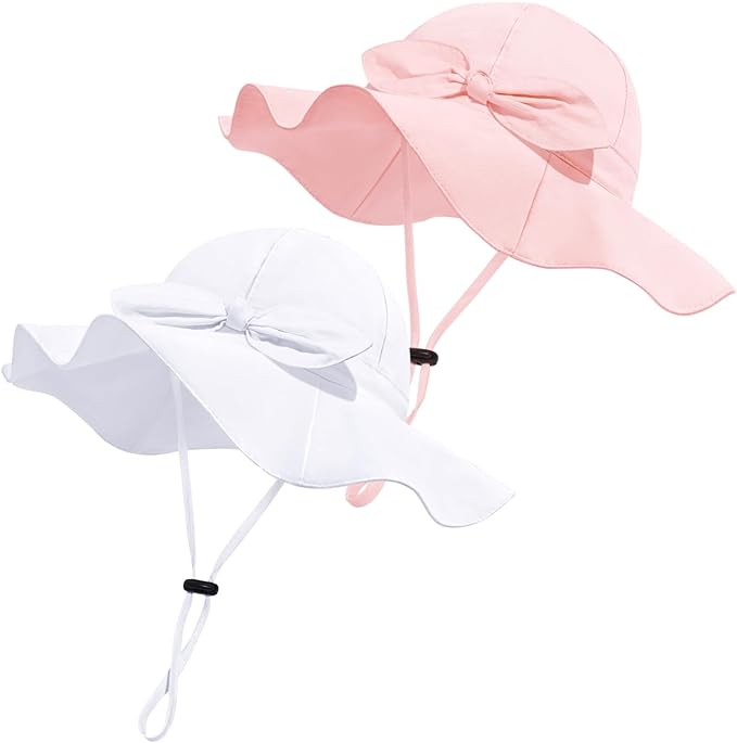 Baby Girl Sun Hat with UPF 50+ Outdoor Adjustable Beach Hat with Wide Brim by DANMY