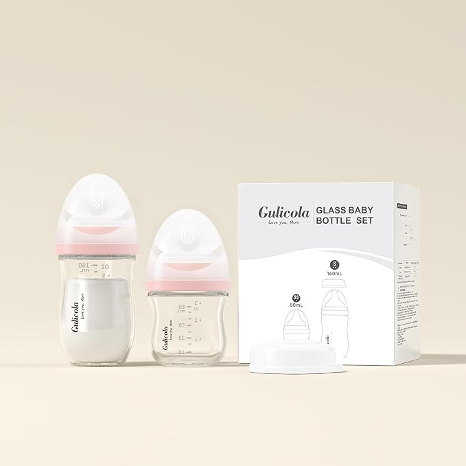 Gulicola Natural Glass Baby Bottle Newborn Set, 3 oz and 5 oz - Image 7