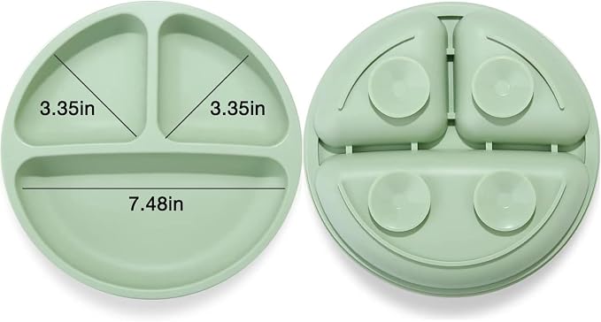 PandaEar Divided Unbreakable Silicone Baby and Toddler Plates - Image 2