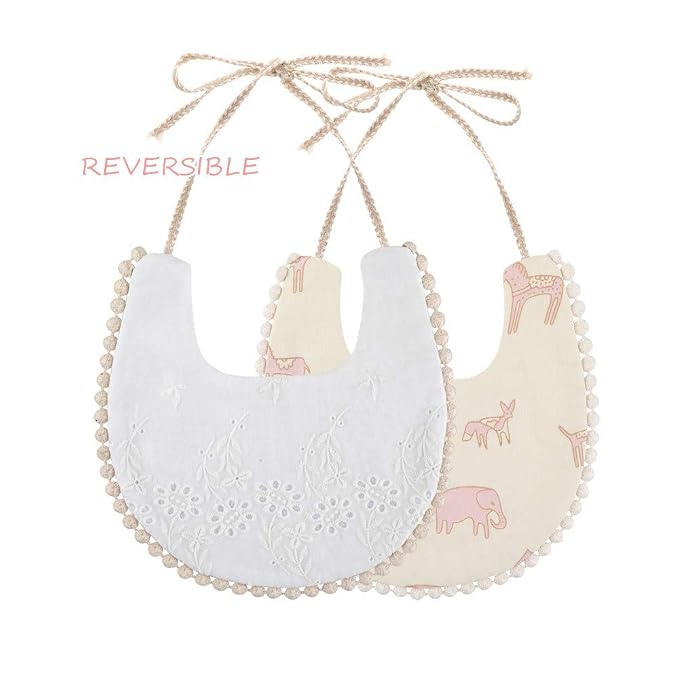 GZMM Baby Bib For Girls, Reversible Waterproof Handmade Natural Cotton Baby - Image 6