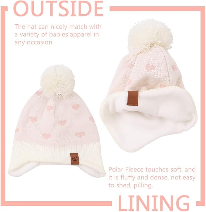 JANGANNSA Knitted Baby Hat Scarf Set Winter Warm Boys Girls Beanie Fleece - Image 3