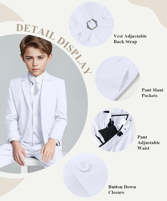 Visaccy Boys Suits Slim Fit Dress Clothes Ring Bearer Outfit - Image 2