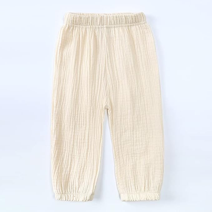 MYGBCPJS Baby Boys Girls Cotton Linen Trousers Kids Casual Ankle Pants Loose - Image 4
