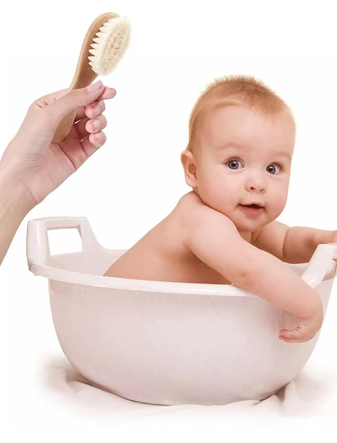 Wooden Handle And Super Soft Goat Hair, Soft Baby Brush - Image 4