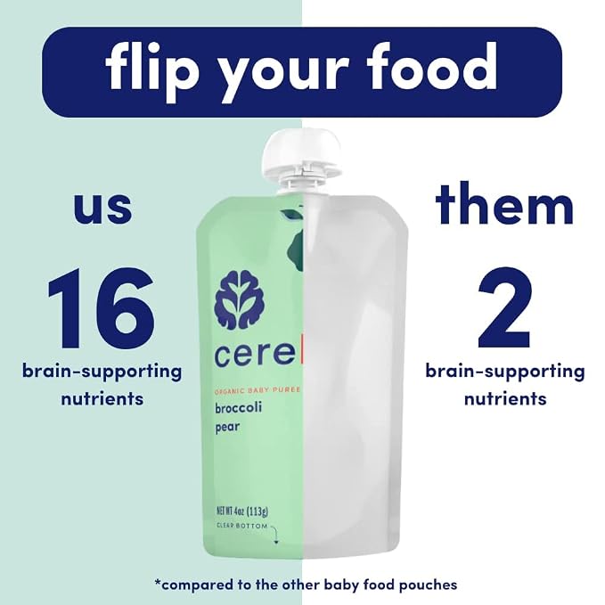 Cerebelly Organic Baby Food Pouches – Organic Broccoli Pear Pouch Protein - Image 4