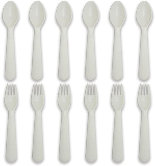12 Pcs Kids Spoons and Forks Toddler Utensils Plastics Reusable Silverware Baby by Muulaii