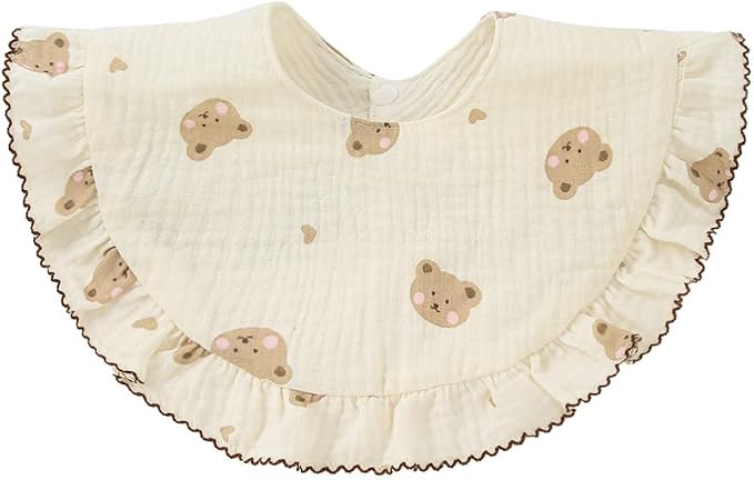Nishine 4 pcs Unisex Baby Muslin Bandana Drool Bibs 360 Degree Rotatable Cotton - Image 3