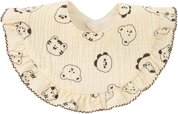 Nishine 4 pcs Unisex Baby Muslin Bandana Drool Bibs 360 Degree Rotatable Cotton - Image 4