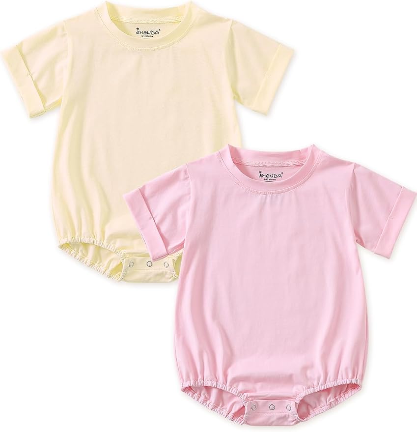 Jimonda Baby Bubble Romper Boy Girl Solid Color T-Shirt Outfits Short Sleeve by JimondaBaby