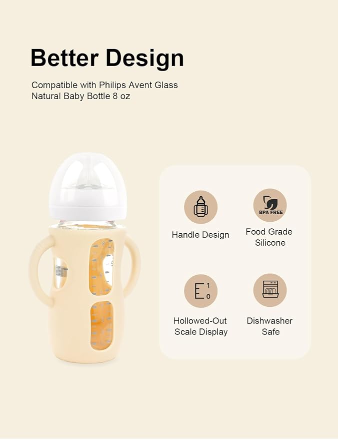 4-Pack Silicone Sleeves for Philips Avent Glass Bottles, BPA-Free - Image 2