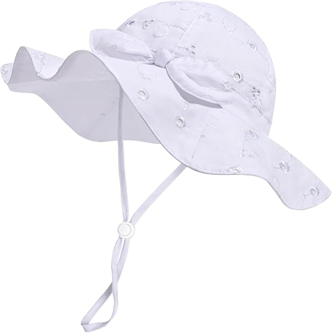 Baby Girl Sun Hat with UPF 50+ Outdoor Adjustable Beach Hat with Wide Brim - Image 2