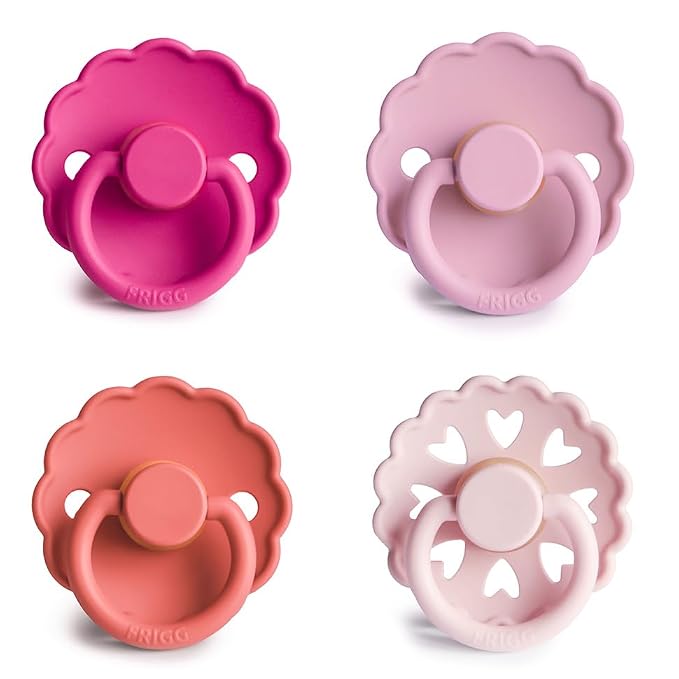 FRIGG Natural Rubber Baby Pacifier 4-Pack Rosy Romance | Made in Denmark | - Image 2