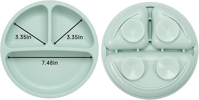PandaEar Baby Feeding Set| 2 Pack Silicone Divided Suction Plate, 2 Set Toddler - Image 3