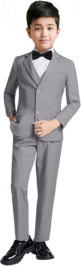 YuanLu Boys Suit for Kids Tuxedo Wedding Ring Bearer Outfit, 5 Piece Boy Slim by YuanLu