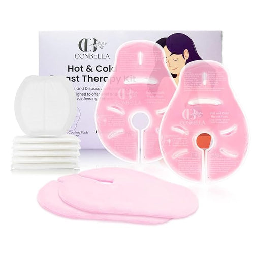 2 Larger Breast Ice Packs with Soft Covers and 6 Breast Pads by CONBELLA