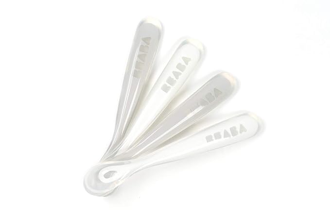 BEABA First Stage Baby Feeding Spoon Set, THE ORIGINAL Soft Tip Silicone Spoons by BEABAUSA