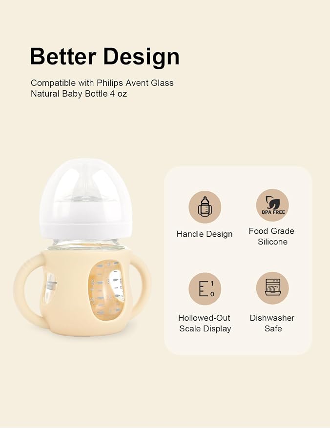 4-Pack Silicone Sleeves for Philips Avent Glass Bottles, BPA-Free - Image 2