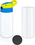 Kids Sublimation Tumbler, 12oz Sublimation Water Bottle Blanks, Straight by XccMe