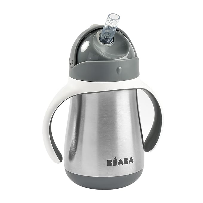 BEABA Stainless Steel Straw Sippy Cup, Insulated Toddler Cups Spill Proof by BEABAUSA