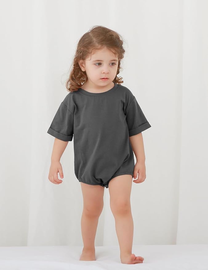 Jimonda Baby Bubble Romper Boy Girl Solid Color T-Shirt Outfits Short Sleeve - Image 2