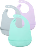 PandaEar 3 Pack Waterproof Silicone Baby Bibs| Super Thin Light Weight Feeding by PandaEar