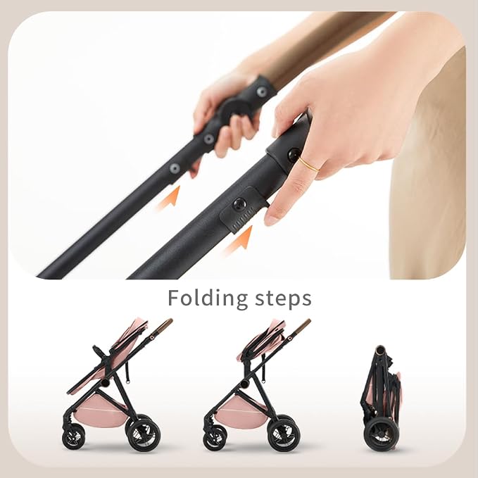 2 in 1 Baby Stroller, High Landscape Infant Stroller Pram Foldable Pushchair - Image 4