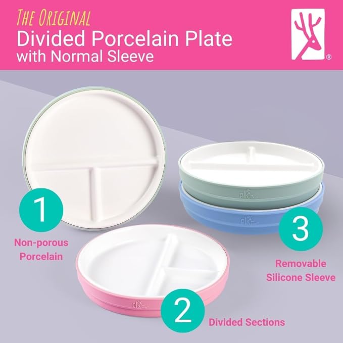 Elk and Friends Kids 6.7” Porcelain Divided Plates - Image 2