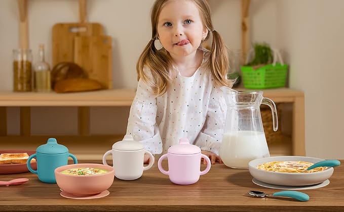 6 Months+ Sippy Cups with Handles, Small Silicone Sippy Cups Leak Proof 5oz - Image 7
